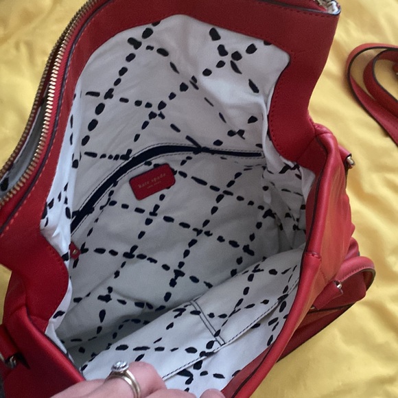 New Kate Spade foldover red leather large bag purse with shoulder strap - Picture 7 of 8